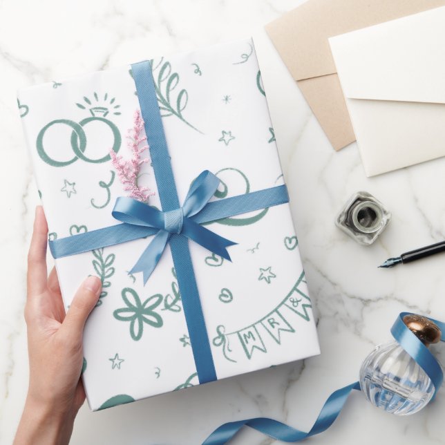 Herr och fru söta klotter inpackningspapper i salv presentpapper (Gifting)