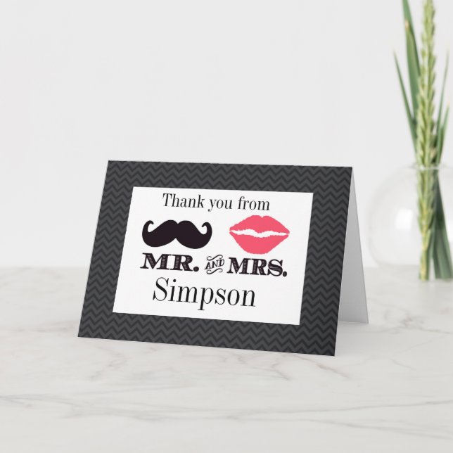 Herr- och fru tackkort  Bröllopsbröllop (Framsida)