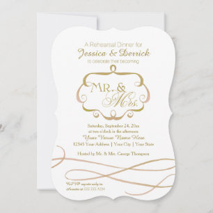 Herr och fru Typography Flourish Rulla Watercolor Inbjudningar