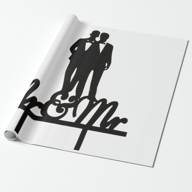 Herr och Herr inslagspapper vitt och svart Presentpapper (Utrullad)