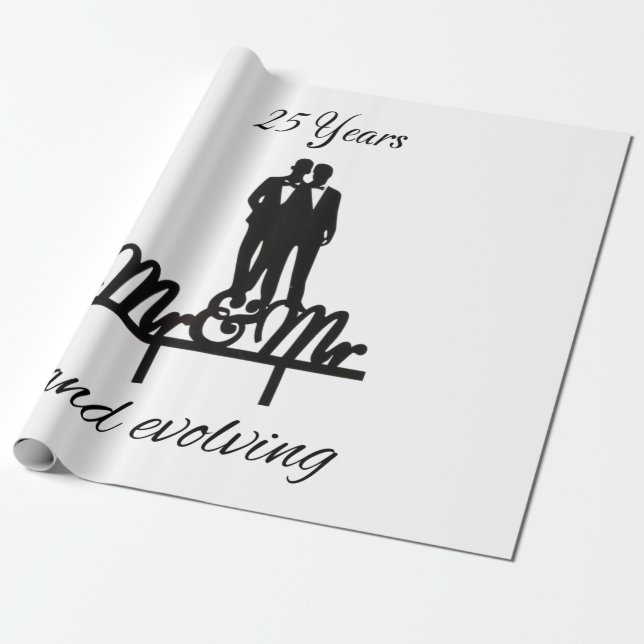 Herr och Herr inslagspapper vitt och svart Presentpapper (Utrullad)