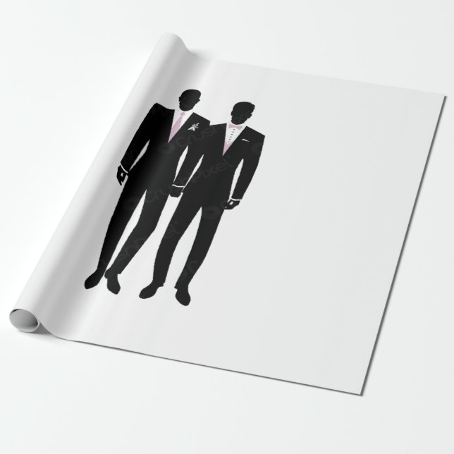 Herr och herr presentpapper vitt och svart (Utrullad)