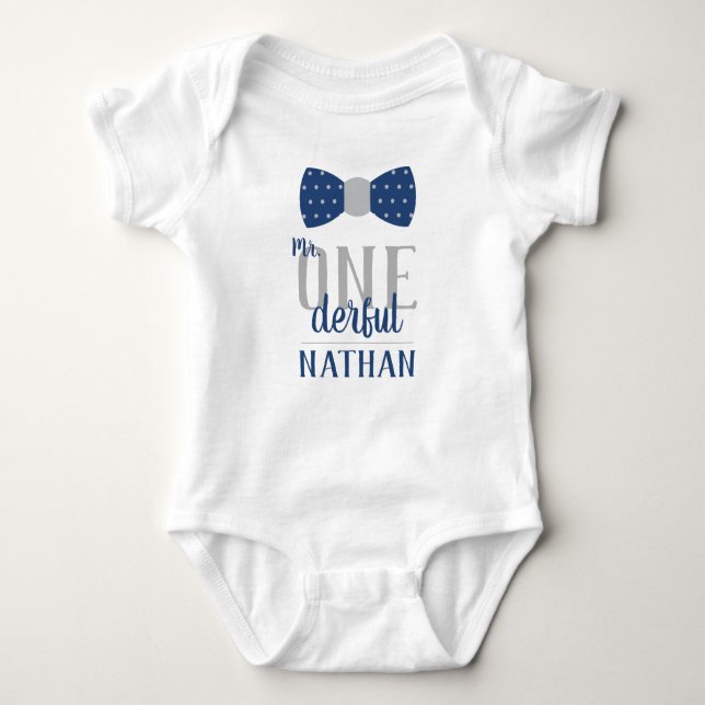 Herr ONederful födelsedagskjorta i blå och grå T Shirt (Framsida)