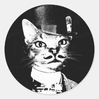 Herr Oswin Cat Sticker Runt Klistermärke