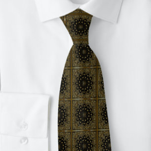 Herr Paisley Brown Black Grid Tie Slips