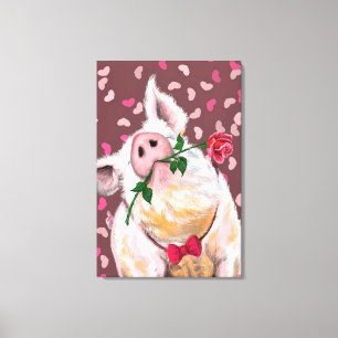 Herr Pig Painting Rolig Canvastryck