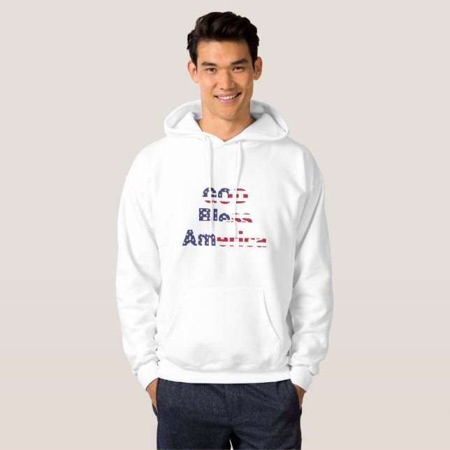 Herr Premium Gud Välsigne Amerika Hoodie - Patriot (Hel framsida)