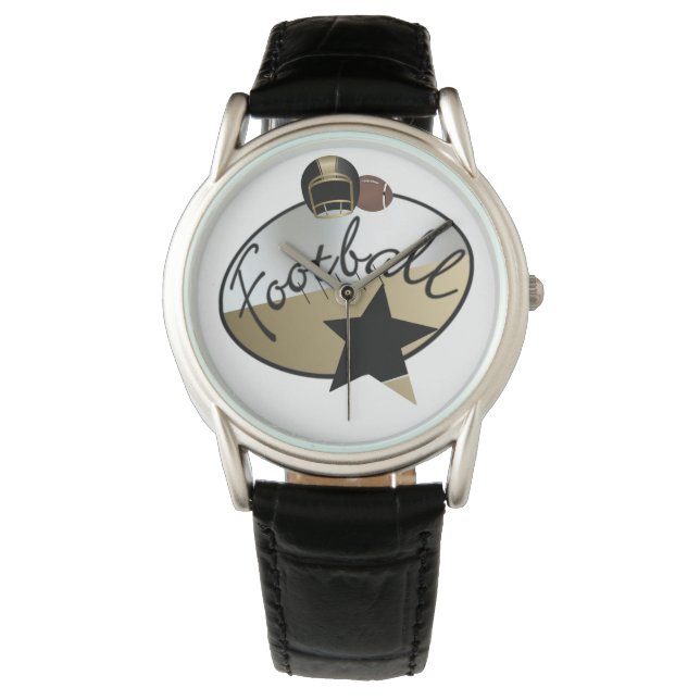 Herr Protector svart läderarmband klocka (Framsida)