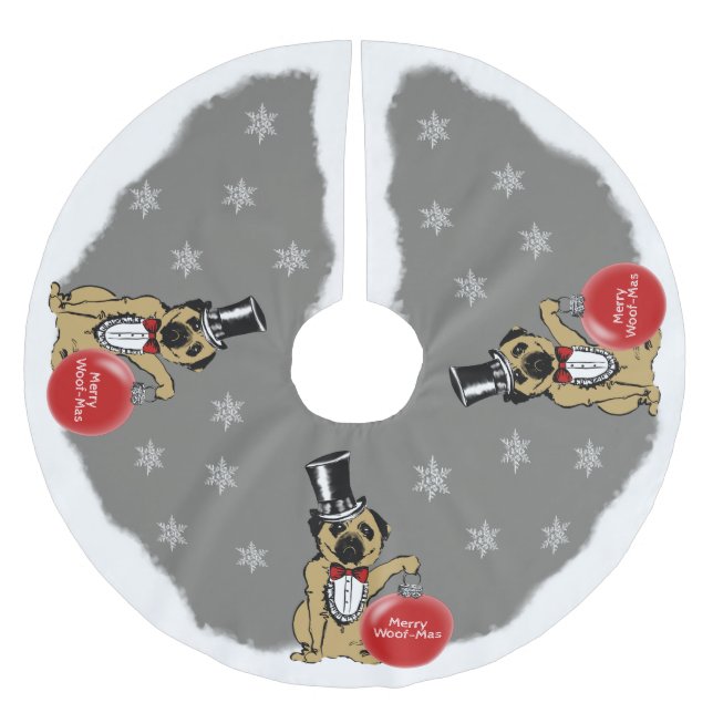 Herr Pug Hund Julgransmatta Borstad Polyester (Framsidan)