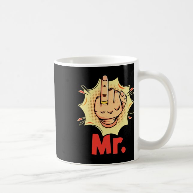 Herr - Ring Finger Honeymoon Giftermål Bröllop Gro Kaffemugg (Höger)