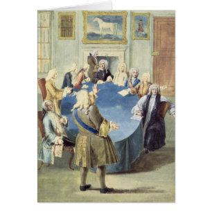 Herr Robert Walpole som tilltalar hans kabinett Hälsningskort