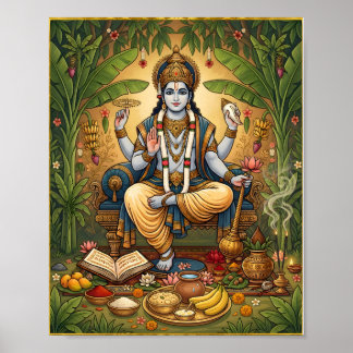 Herr Satyanarayana hinduisk väggposter för tillbed Poster