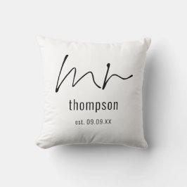 Herr Script Brudgum Att Vara Namn Minnessaker Kudde