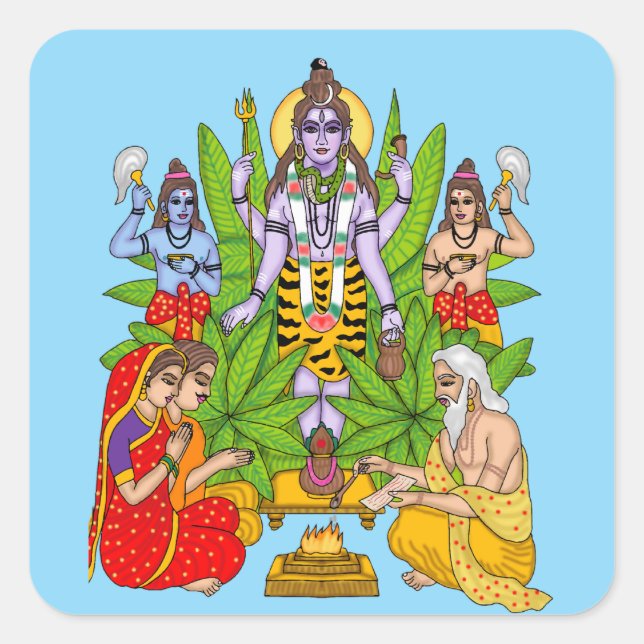 Herr Shiva Fyrkantigt Klistermärke (Framsida)