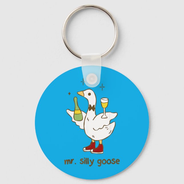 Herr Silly Goose Bröllop Svärmannafest Rolig Nyckelring (Framsida)