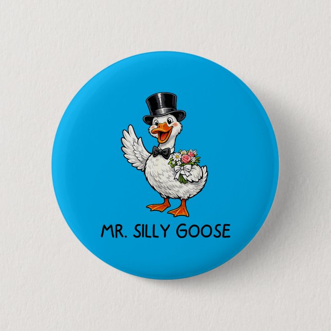 Herr Silly Goose Bröllop Svärmannafest Roligt Knapp (Framsida)