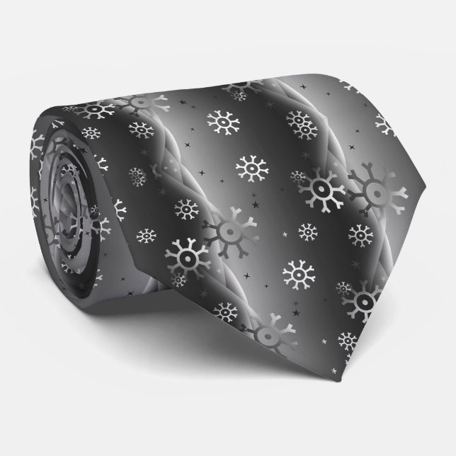 Herr silver snöflinga jul halsduk slips (Rullad)