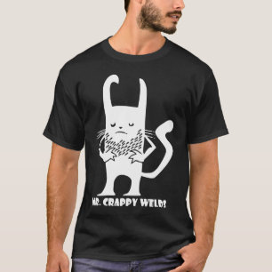 Herr skitdålig svetsningsvit på svart t-shirt