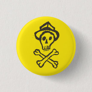 Herr Skullington - citron - gult Knapp
