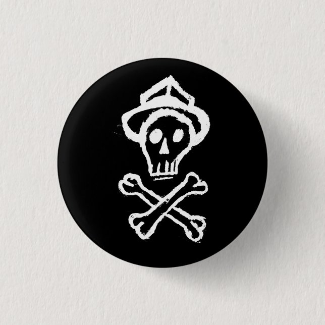 Herr Skullington - nattsvart Knapp (Framsida)