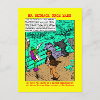 Herr Skygack observerar sjuka passagerare Vykort