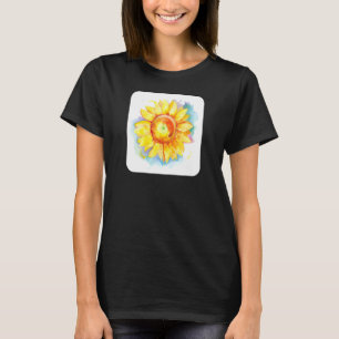 Herr Solros Vattenfärg Blomning Gul Blommig Fl T Shirt