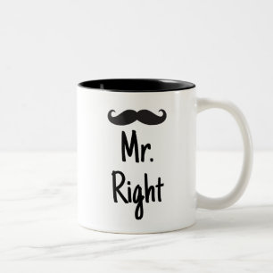 Herr som är höger med moustachen Två-Tonad mugg