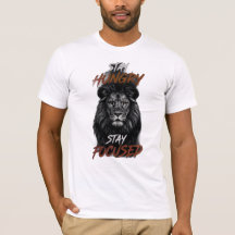 Herr- Stay Hungry Stay Focused Lejon Grafisk T-Shi