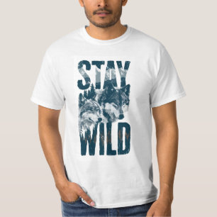 Herr Stay Wild Wolf Natur Scen Wilderness T-Shirt