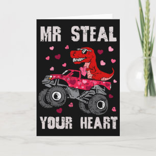 Herr Stjäl Ditt Hjärta Dinosaurie Monster Truck T Kort