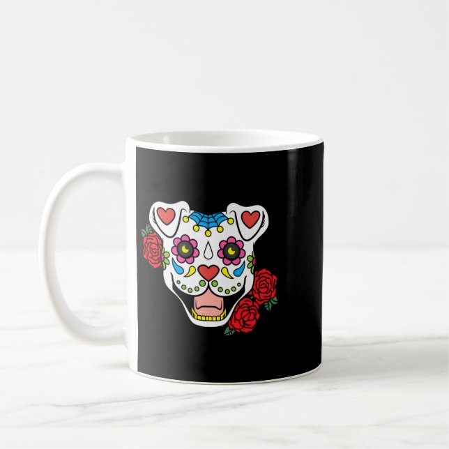Herr Sugar Skull Pitbull Kläder Män Kvinnor Presen Kaffemugg (Vänster)