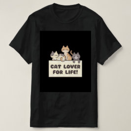 herr svart t-shirt med söt tecknad katt