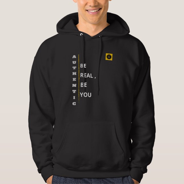 Herr sweatshirt med huva - Äkta känsla (Framsida)