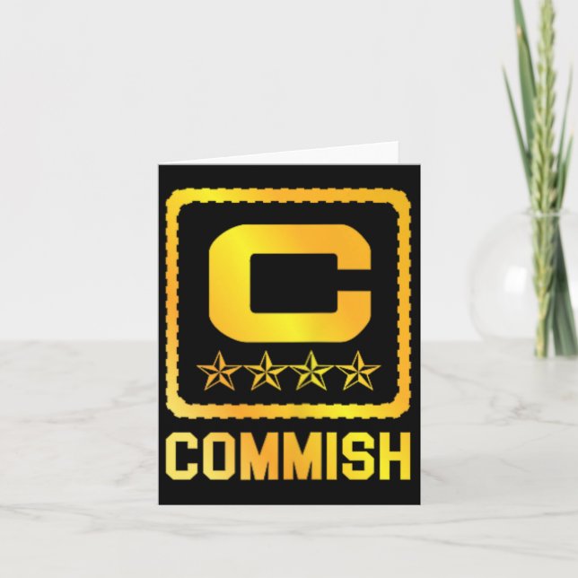 Herr T Shirt Commish Fantasy Football Draft Kommis Kort (Framsida)