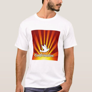 Herr T-shirt, konfirmation, duva på röd Tee Shirt