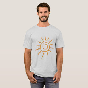 Herr T-shirt med guldsolgrafik - minimalistisk som
