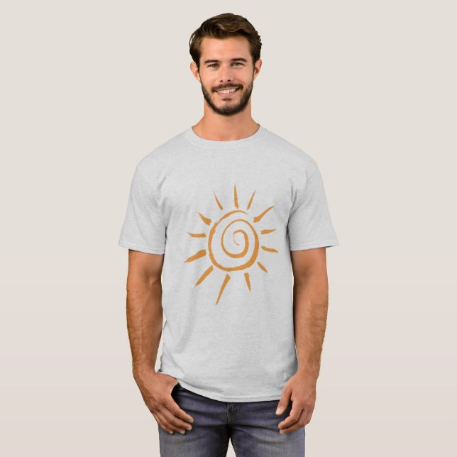 Herr T-shirt med guldsolgrafik - minimalistisk som (Hel framsida)