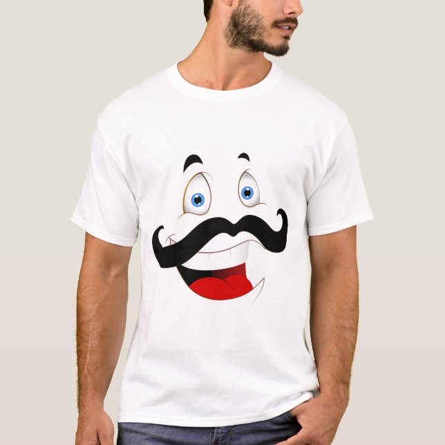 Herr T-Shirt med tecknad leende ansikte (Framsida)