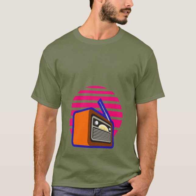 Herr T-Shirt Retro Radio Vintage (Framsida)