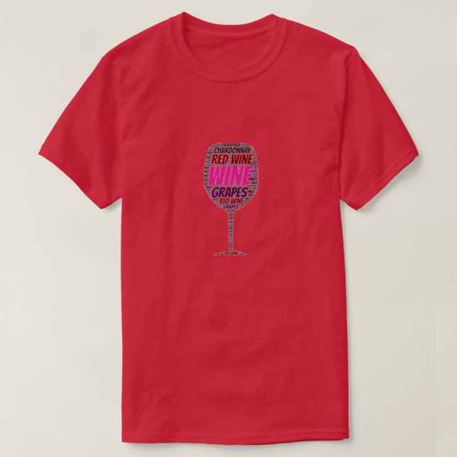 Herr T-Shirt Röd Vit Vin Glas (Design framsida)