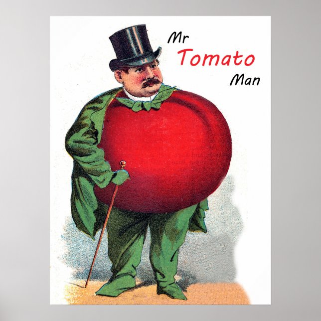 Herr Tomato, lustig tecknad, illustration av vinta Poster (Framsidan)