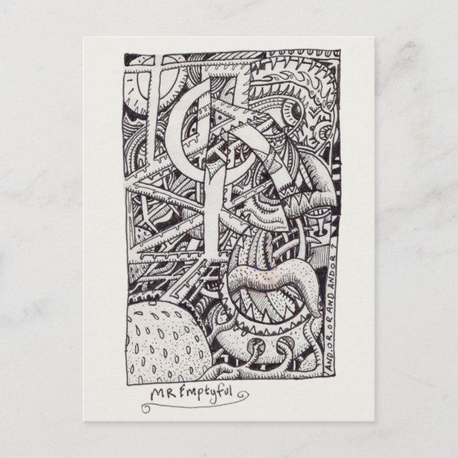 Herr Tomhetsfull, bläckteckning Vykort (Framsida)