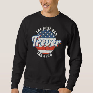 Herr Trever Bästa Pappa Hjälte US Flagga Personlig Lång Ärmad Tröja