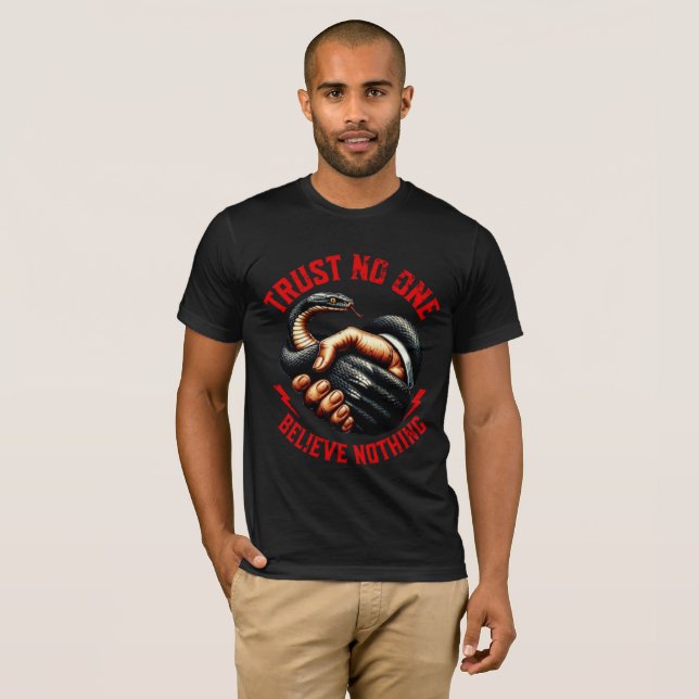 Herr "Trust No One" Skeletal Handshake Tee (Hel framsida)