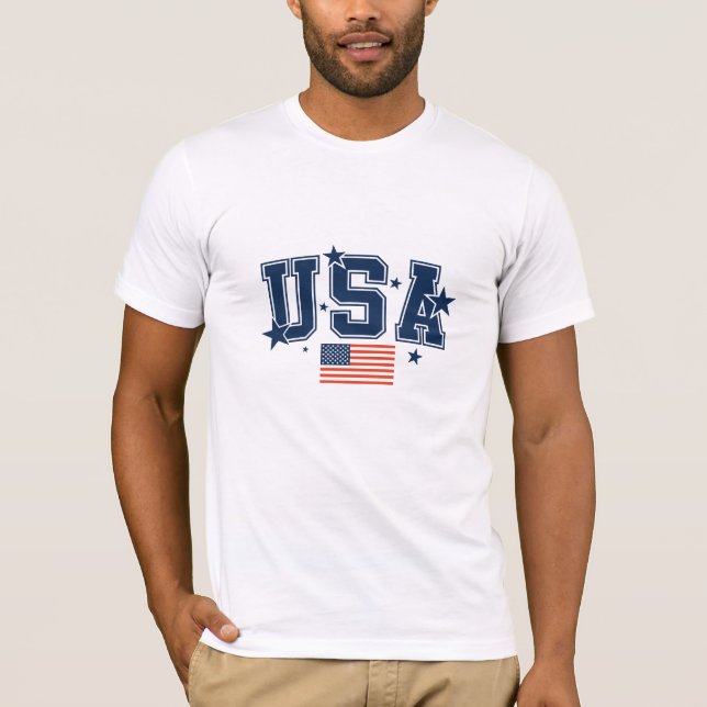 Herr USA Flagga T-Shirt (Framsida)