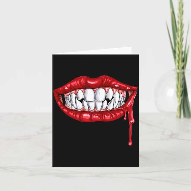 Herr Vampire Tänder Th Läppar Halloween Räkna Gåvo Kort (Framsida)