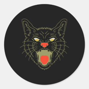 Herr Vintage Halloween Skräcklig Svart Katt Skräck Runt Klistermärke