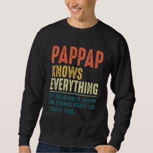 Herr Vintage Pappap vet allt för fars dag Lång Ärmad Tröja