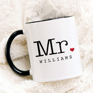 Herr Vintage Svart Personlig Bröllopsmonogram Mugg