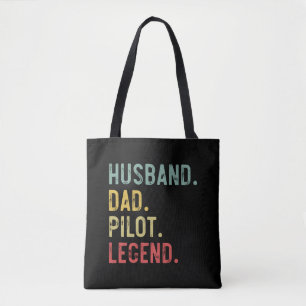 Herr Vintage T-Shirt Make Husbonde Pappa Pilot Leg Tygkasse
